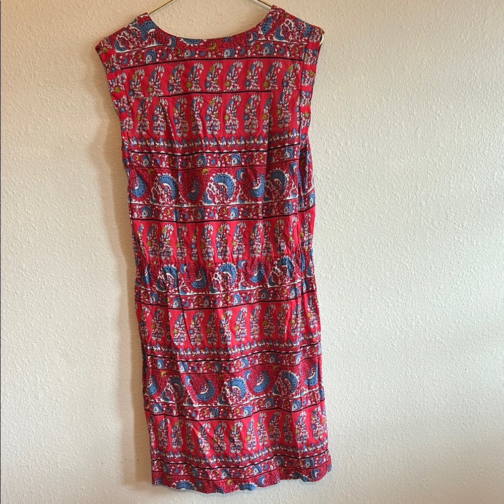 LOFT Vibrant Red and Blue Patterned Mini Dress - Picture 4 of 4